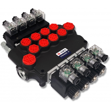 ROZDZIELACZ HYDRAULICZNY ELEKTRYCZNY 4 SEKCYJNY 80L 24V